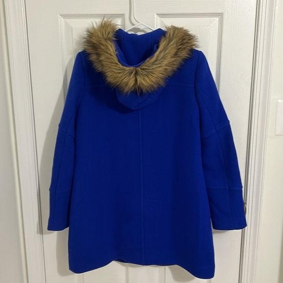 J. Crew Chateau Italian Stadium Cloth Wool Fur Parka Regal Brunswick Blue Size 2 - Picture 12 of 16